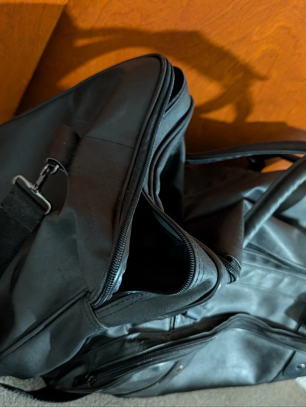 Faux Leather Duffel Bag